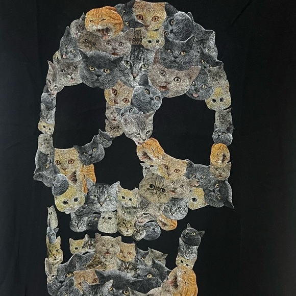 A Lab Get Wild Cat Skull Face Graphic V-Neck Baby Tee XL - Picture 3 of 5